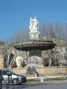 The city center fountain in Ax en Provence.