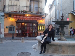 Me by one of the many fountains of Ax en Provence
