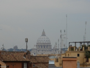 Our first day in Rome and we were in search of the Spanish Steps. This is my first view of St. Peter's Basilica.