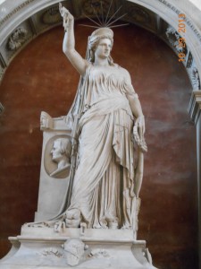 This is the first Statue of Liberty. It was created by a Italian artist and given to the French. The French gave it to the United States.