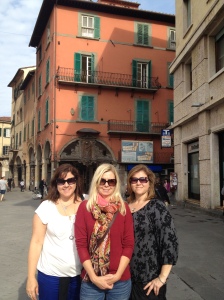 Lucca was a great town, especially for shopping. This is my sisters and myself having a great time.